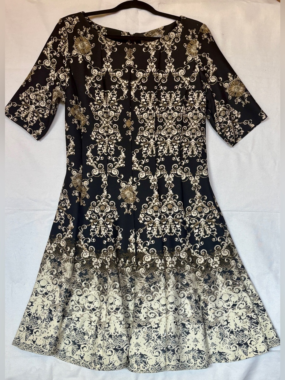 Danny and Nicole Baroque Ombre A-Line Dress Rhinestone Accent Plus Size 16